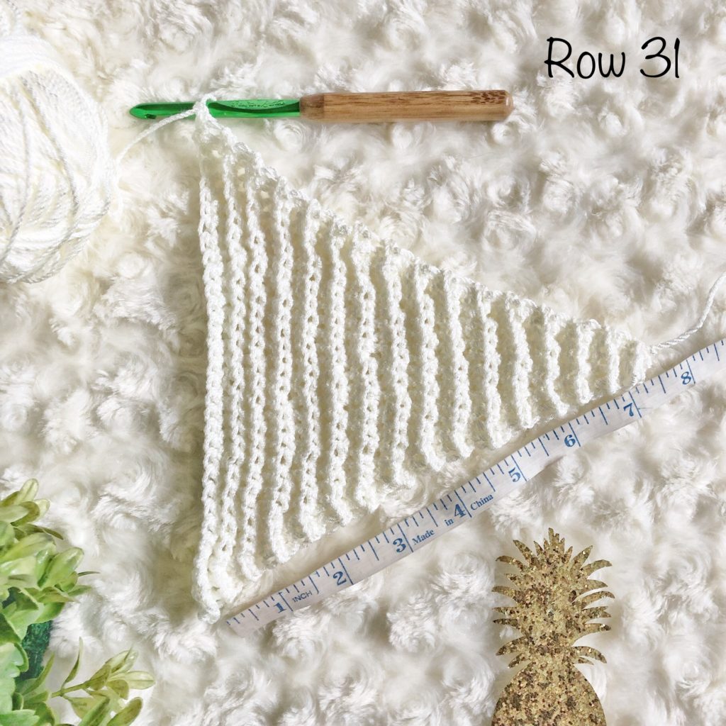Step-by-step progress photo of a crochet scarf for the Kelsi Scarf pattern
