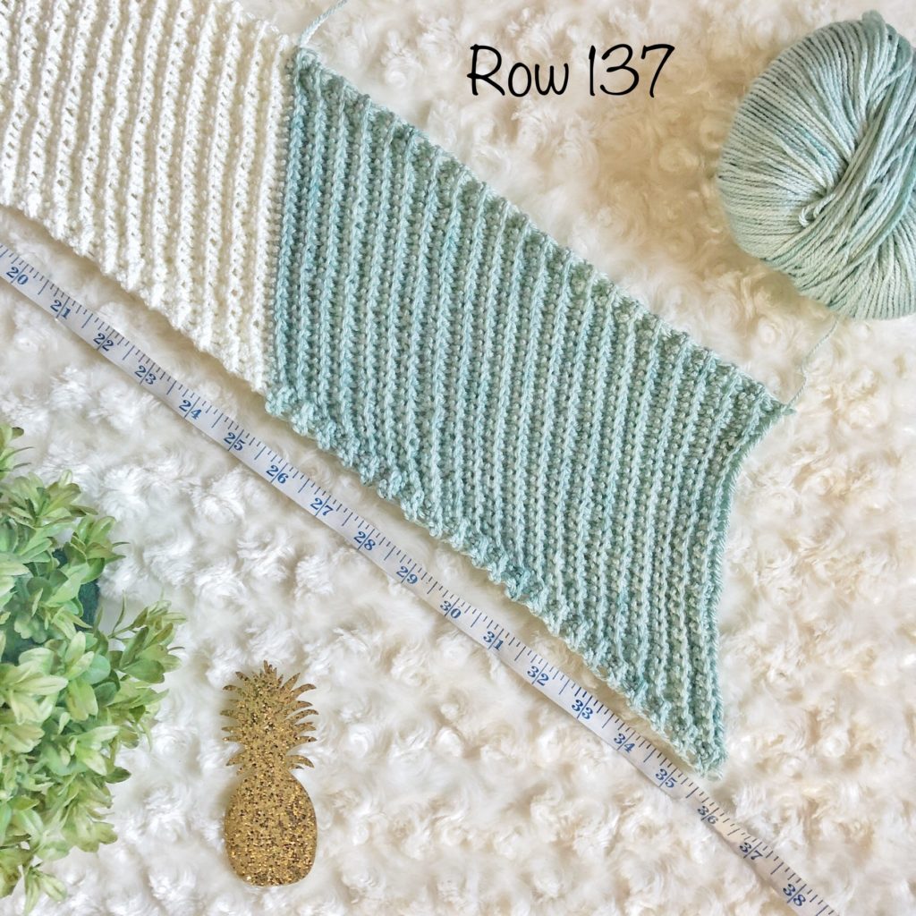 Step-by-step progress photo of a crochet scarf for the Kelsi Scarf pattern
