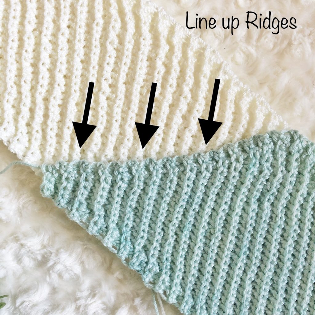 Seaming diagram for the Kelsi Scarf, a crochet infinity scarf