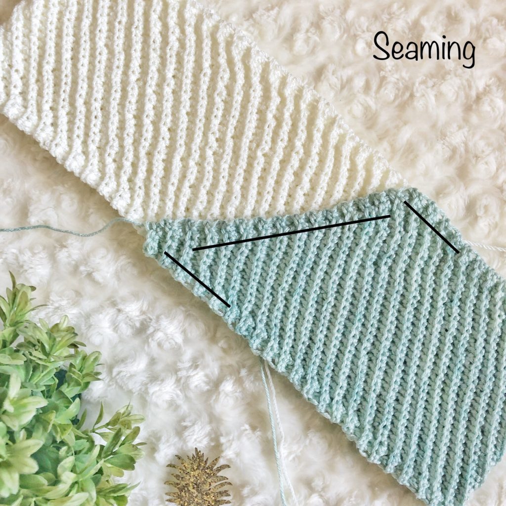 Seaming diagram for the Kelsi Scarf, a crochet infinity scarf