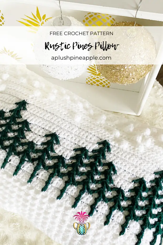 crochet holiday pillow Pinterest image