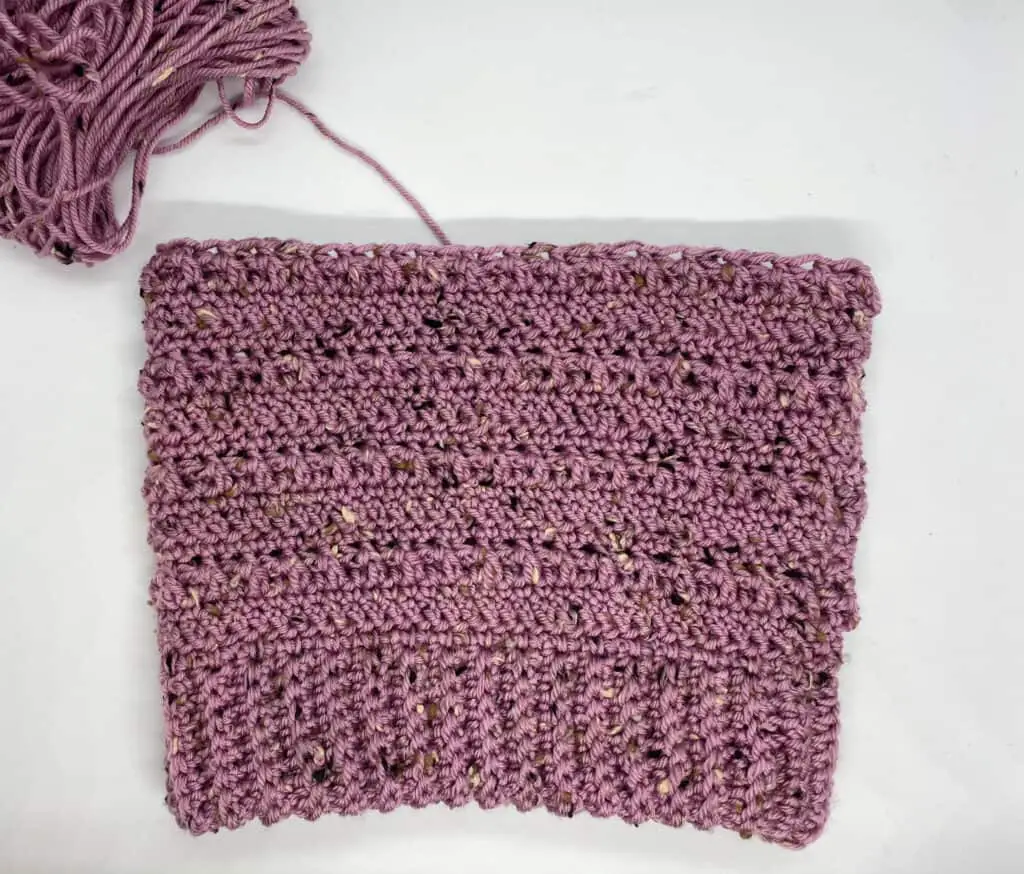 Progress photo of a crochet slouch hat title the Windy Walk Slouch