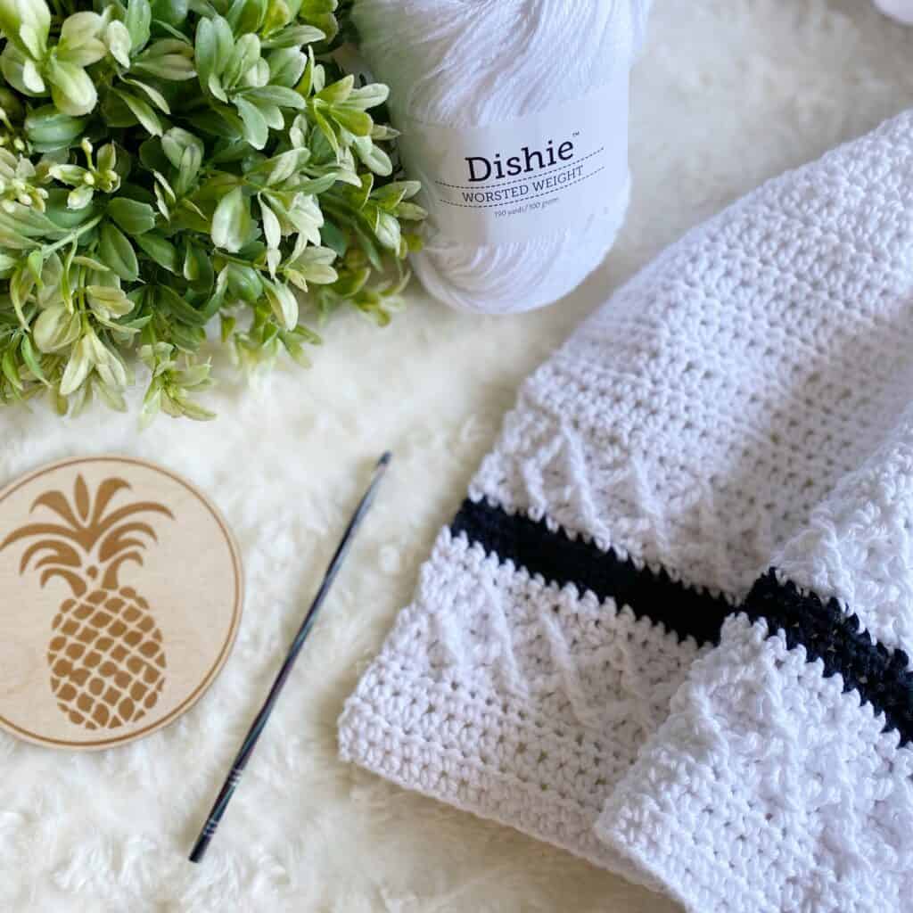 Crochet Cable Dishcloth and Tea Towel